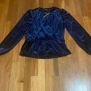 Ralph Lauren Navy Velvet Blouse black label